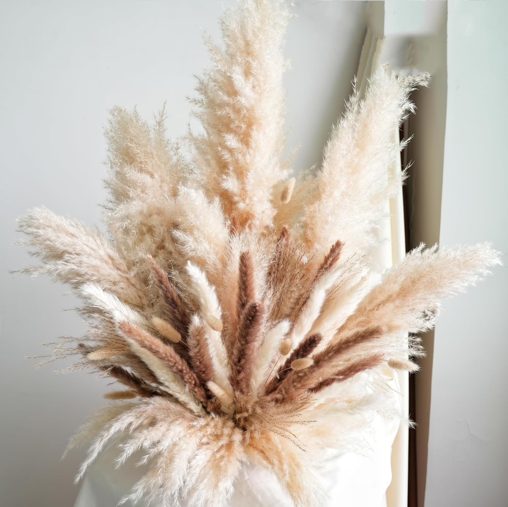 Tall Faux Pampas Grass Stems for Floor Vases - Natural Looking Large Decor