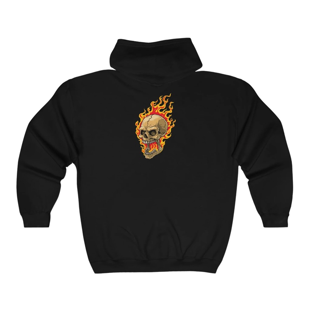 Kyloug Men's Zip Hoodie Classic Fit Streetwear with Bold Back Print
