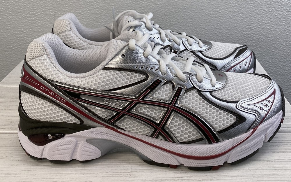Asics GT-2160 Men's Size 8 White/Oxblood Mesh Low Top Athletic Running Sneakers