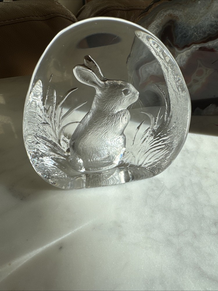 Rabbit Etched Glass Paper Weight 4