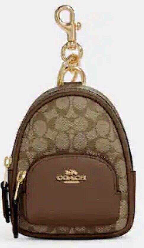 Coach Mini Court Backpack Bag Charm In Signature Canvas (only) MSRP $138.00