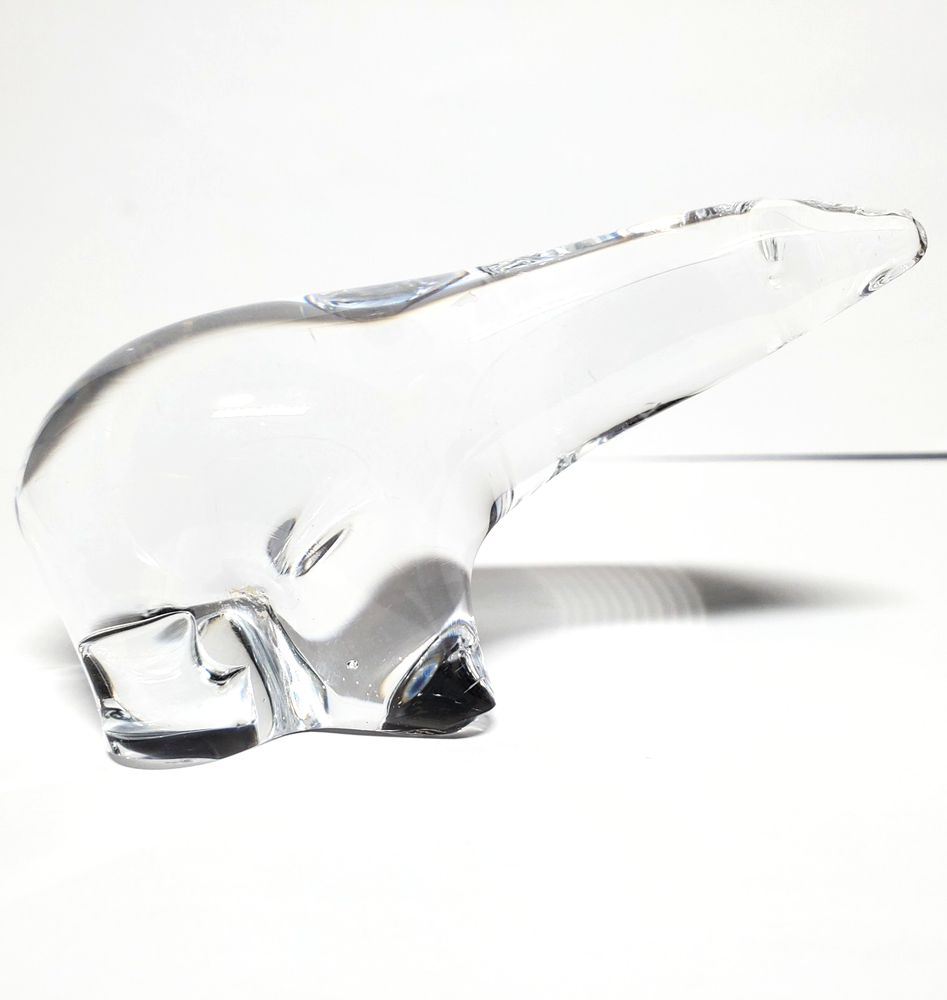 Lead Crystal Clear Glass Polar Bear Figurine Paperweight