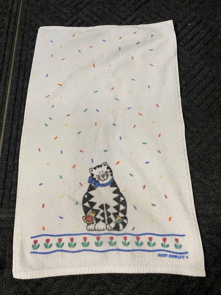 Coco Dowley Cat Print Hand Towel 27x16 Inches USA Made