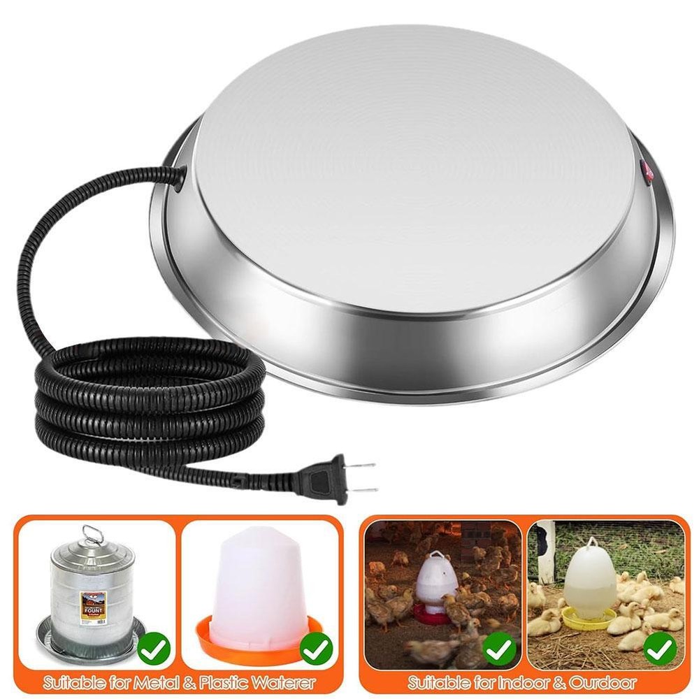 12-15 Inch Poultry Waterer Heated Base Chicken Water Heater For Winter US QX