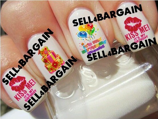 Flash Sale: KISS ME IT’S MY BIRTHDAY Nail Art Decals with Birthday Cake Design-image
