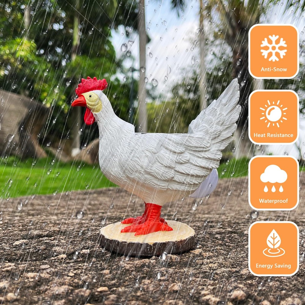 Solar Garden Statues Outdoor Decor - Miniature Chicken Egg Lamp Figurine Than...