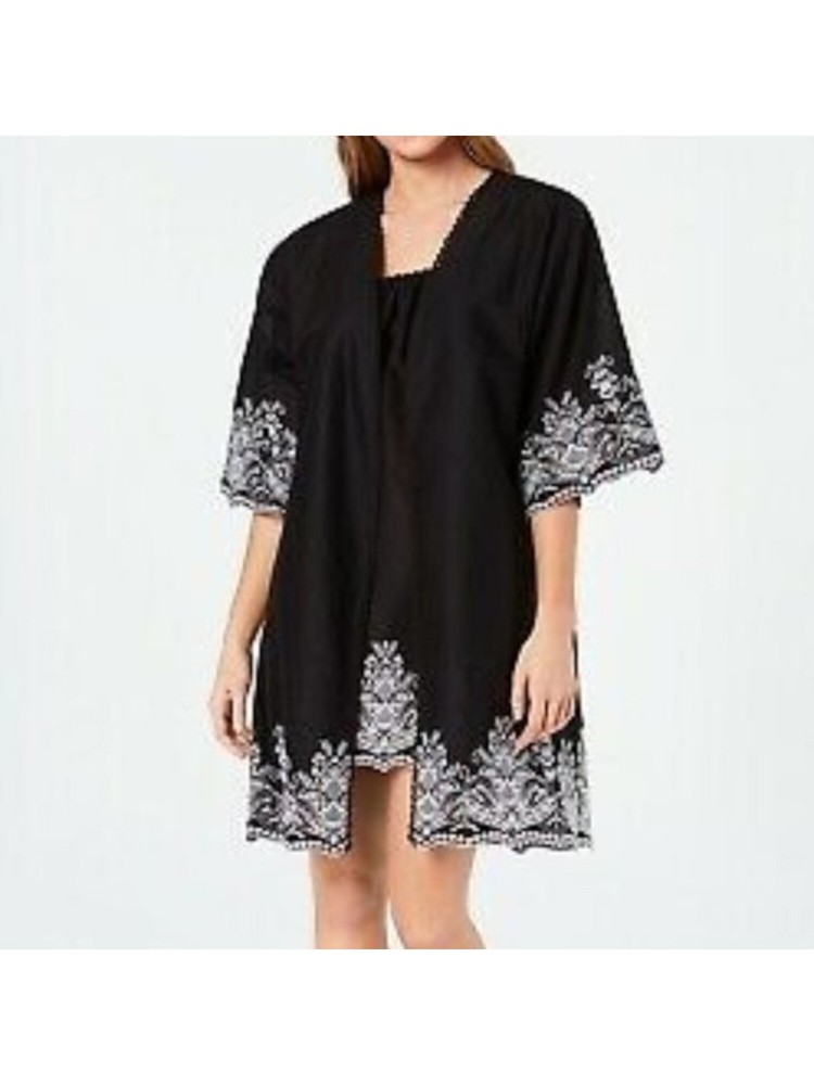 CHARTER CLUB Intimates Black Kimono Solid Glamour Robe Size: XS