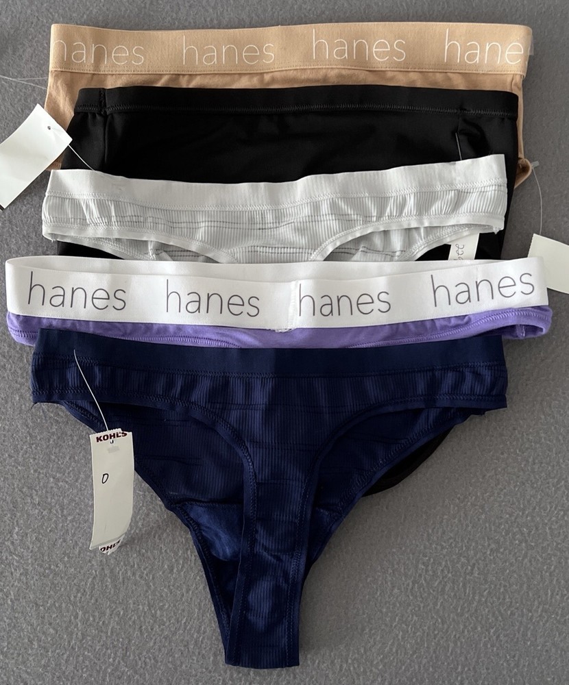 Hanes Women's Panties Lot Of 5 Misc. Cut 6/M medium 1 high cut 3 thong 1 period