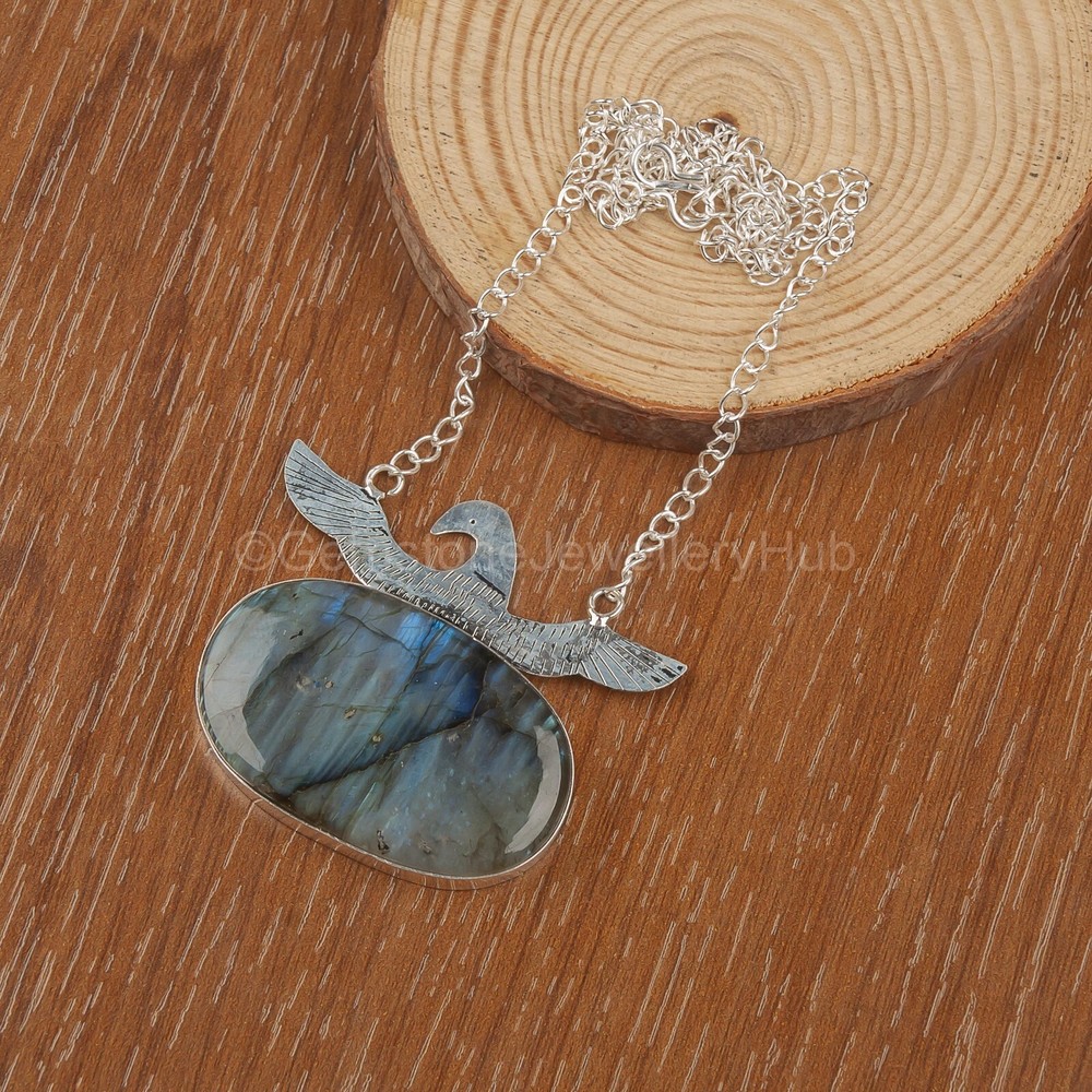 Christmas Sale Sterling Silver OVAL Labradorite Gemstone Sister Birthday Pendant-image