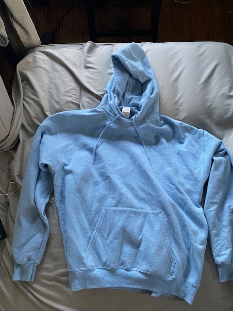 Hanes Eco Smart Mens Large Light Blue Fleece Hoodie