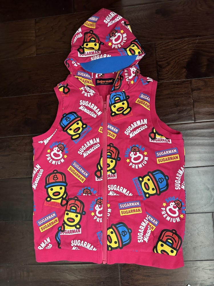 Preowned Kid Girl Sugarman Limited Edition Pink Hoodie Vest- Duck Figure Size XL