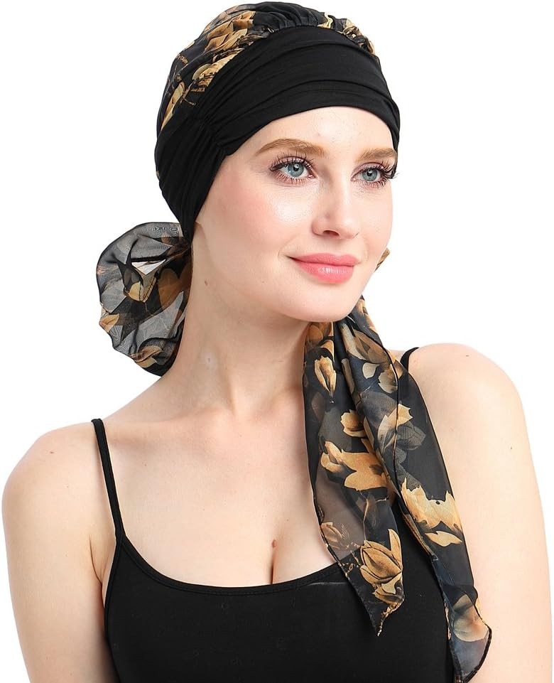 Chemo Headwear Turban for Women Long Hair Cancer Hat Soft Head Scarf Headwrap