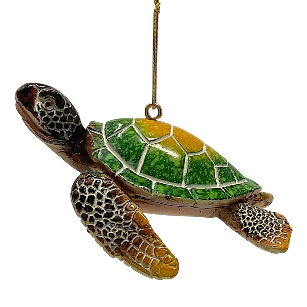 Green Sea Turtle Swimming with Both Fins Down Christmas Tree Ornament