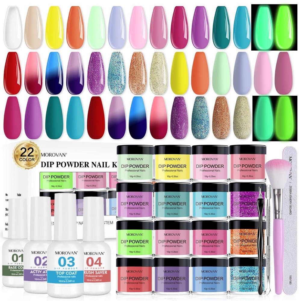 30Pcs Dip Powder Nail Kit 22 Colors Dipping Powder Kit Starter With Base Top Coa