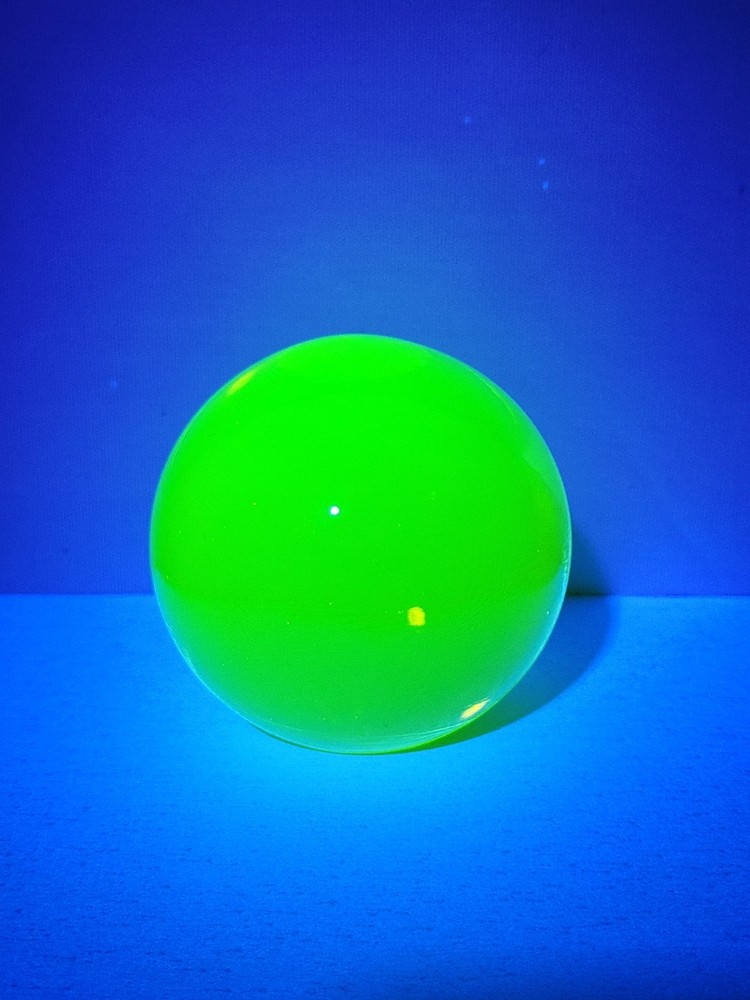 Yellow Vaseline Uranium Glass Crystal Ball Paperweight 3.93