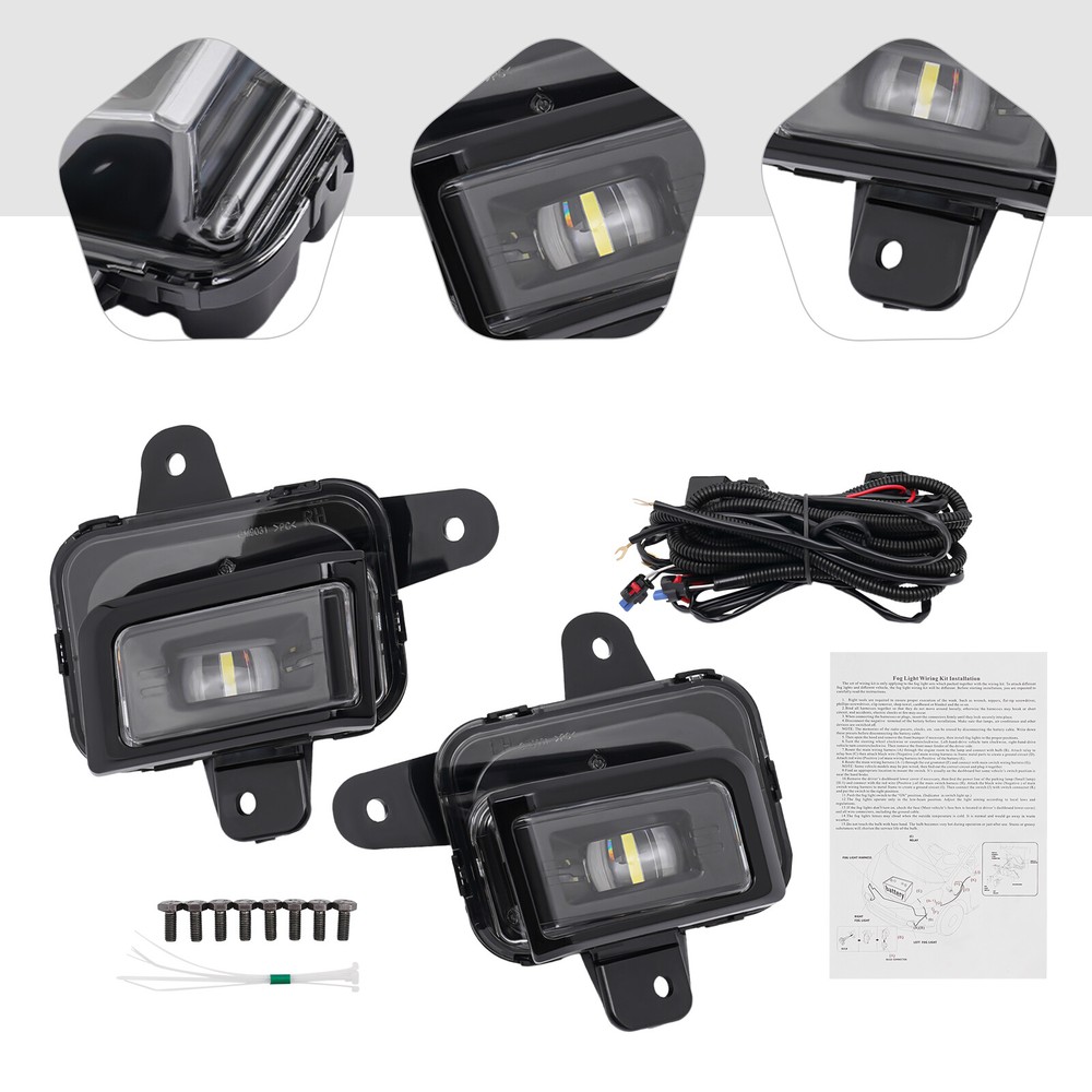 LED Fog Lights & Fog Covers Fit For 2022-2024 GMC Sierra 1500 Driving Fog Lamps