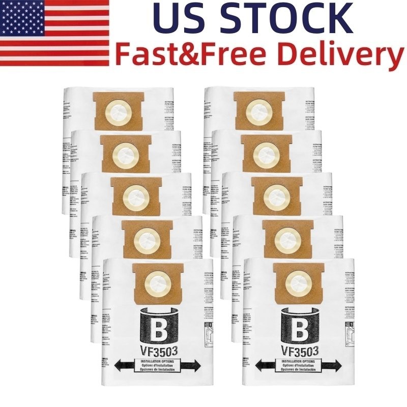 10 Gallon For Ridgid Shop Vac bags Size B VF3503 Dust Collection Vacuum Bags