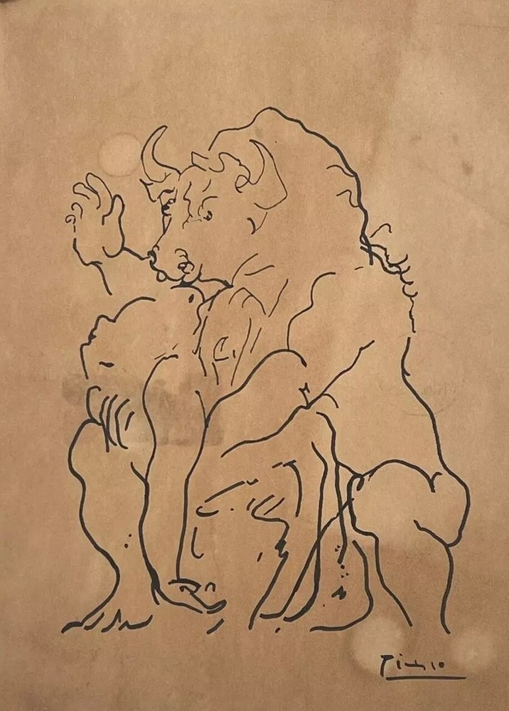 Pablo Picasso COA Art Drawing Painting Vintage Handmade Signed Original Paper