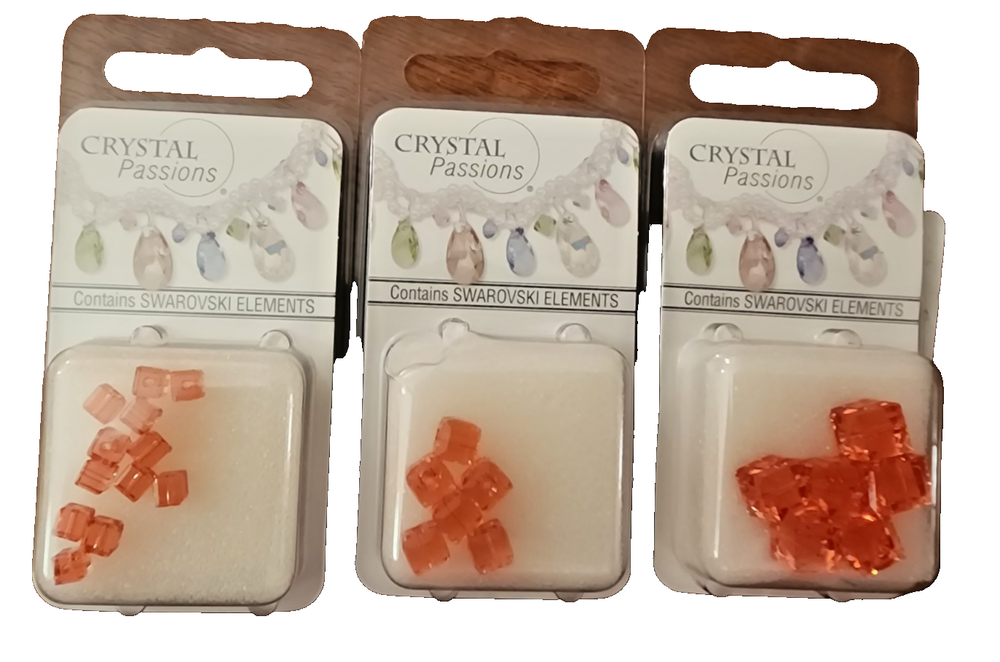 Swarovski Elements Crystals Beads 4M 6M 8M Cube Padparadscha - 3 pks