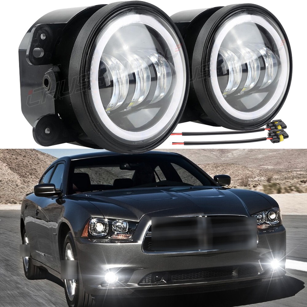 Pair For Dodge Charger 2011-2013 Fog Light LED Bumper Driving Lamps Assembly