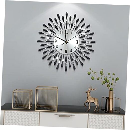 Large 19.7 Inch Silent Black Wall Clock for Living Room Decor