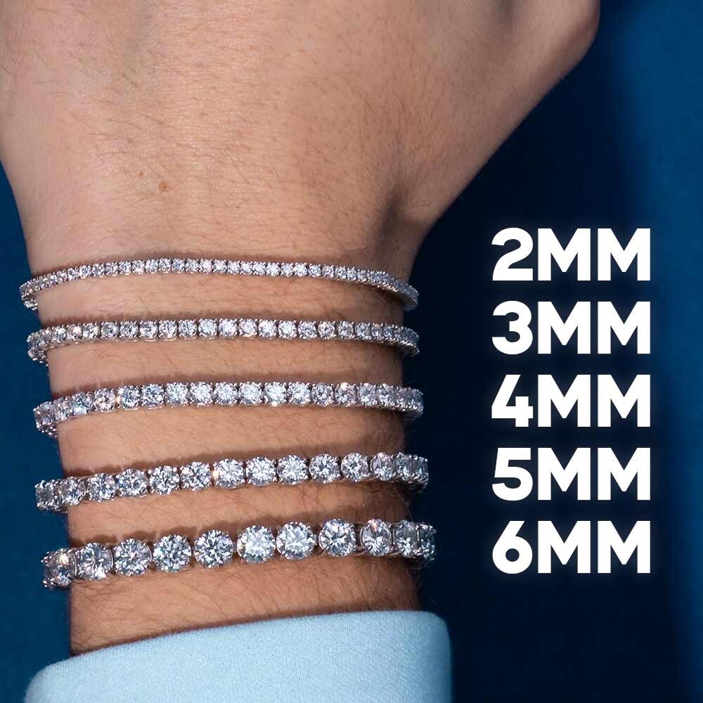Moissanite Tennis Bracelet in 925 Sterling Silver – 3mm 4mm 5mm Options – Affordable Luxury