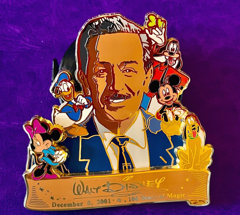 Disney Pin Jumbo LE Cast Exclusive Walt Mickey Minnie Donald Goofy Pluto 2001