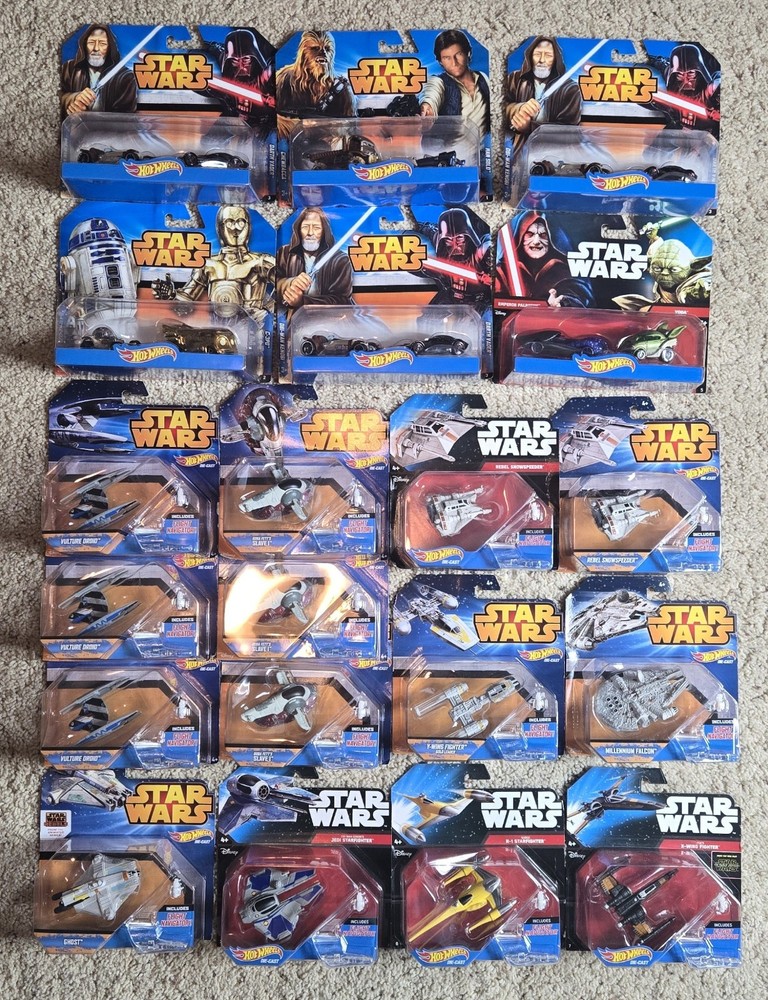 26 Hot Wheels 2014 Star Wars Car Collection Emperor Yoda Obi-Wan Boba Fett Etc.