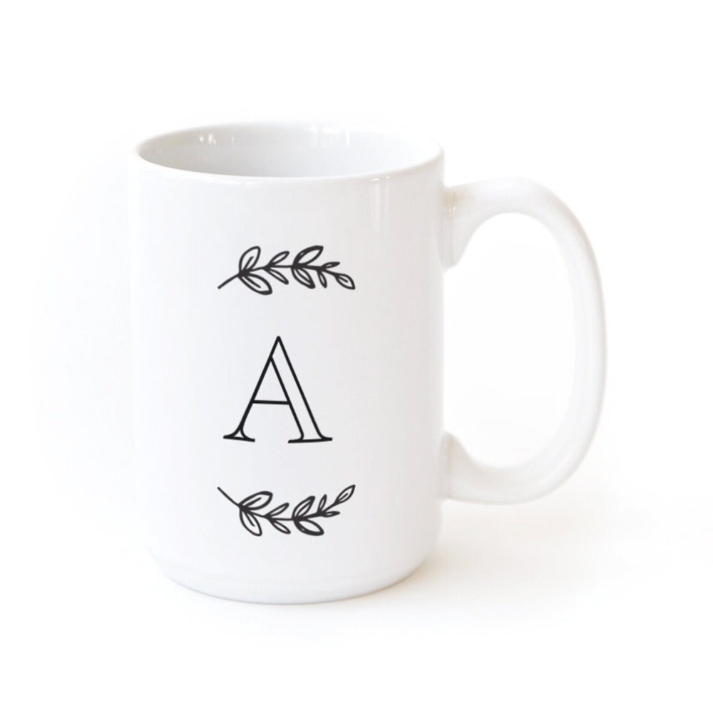 Manhattan Wreath Personalized Monogram Porcelain Ceramic Coffee Mug Wedding Gift