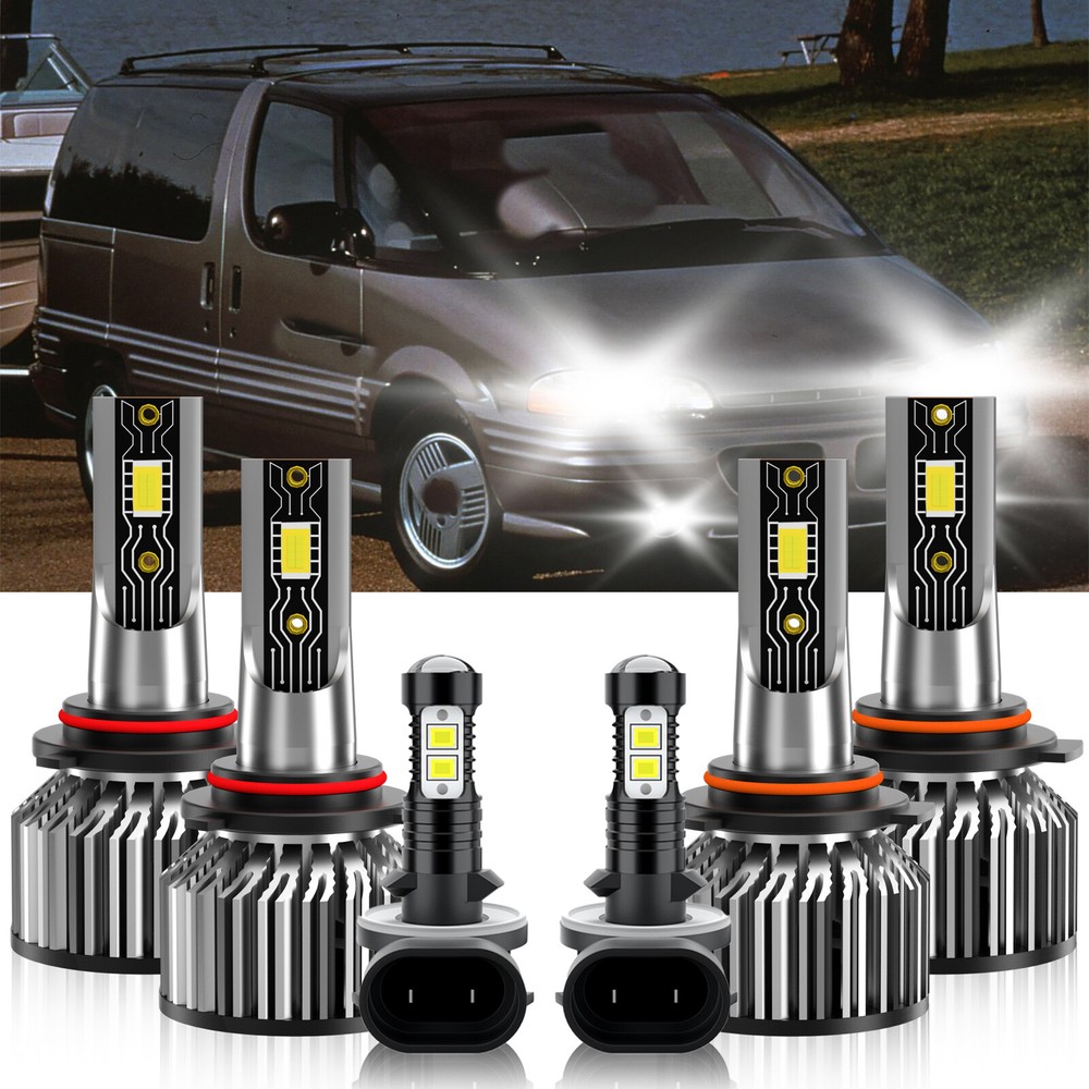 LED Headlight + Fog Light Bulbs Combo 6500K For Pontiac Trans Sport 1994-1996