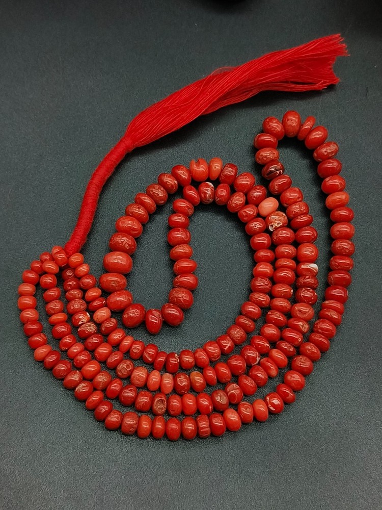 Italian Mediterranean 18 Inch Natural Red Coral Rondelle Beads 2 Strand Beads