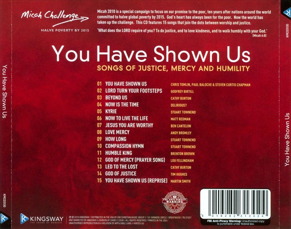 VARIOUS ARTISTS MICAH CHALLENGE: YOU HAVE SHOWN US NEW CD