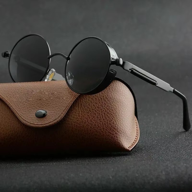Retro Round Polarized Sunglasses Men Women Vintage Gothic Steampunk Glasses