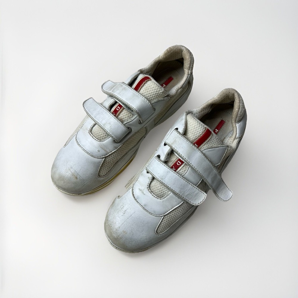 Prada America’s Cup Womens White Leather Nylon Sneakers US 4