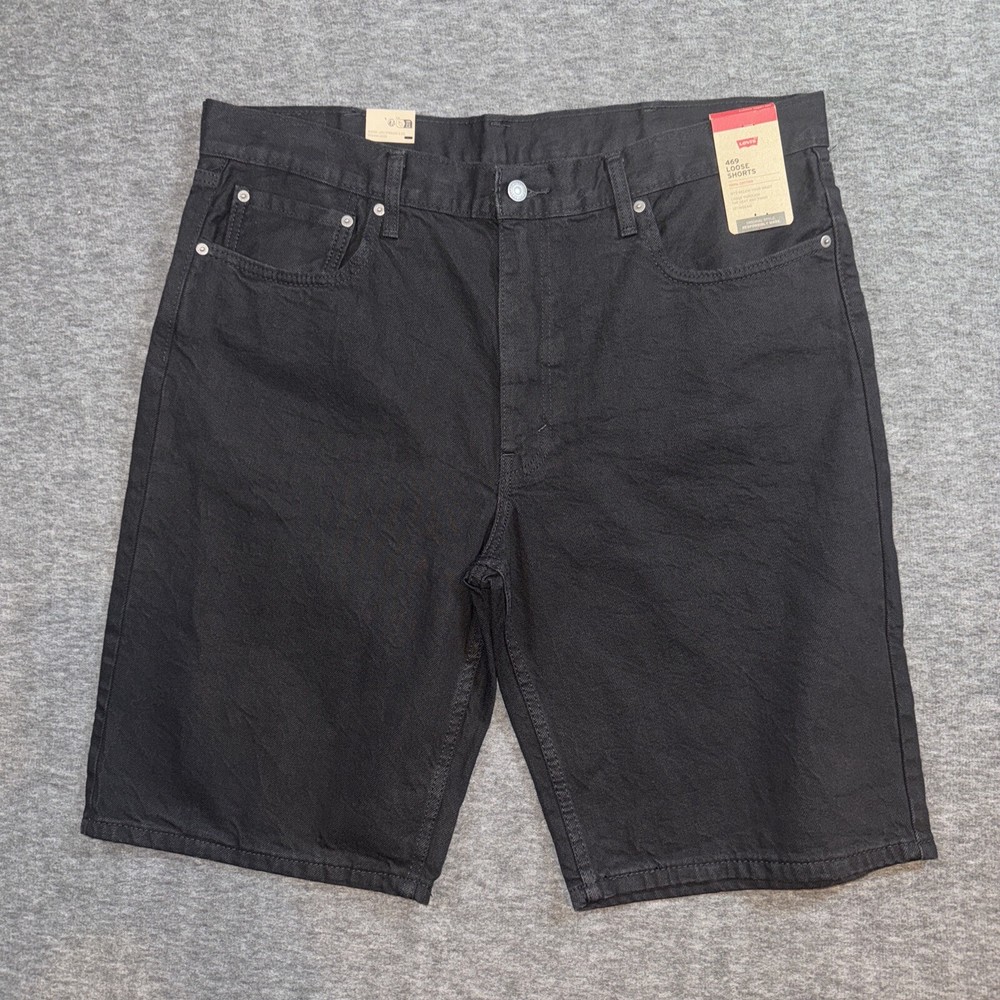 NWT Levi’s Mens 469 Loose Fit Baggy Black 5-Pocket Jean Denim Shorts Sz 40 Waist
