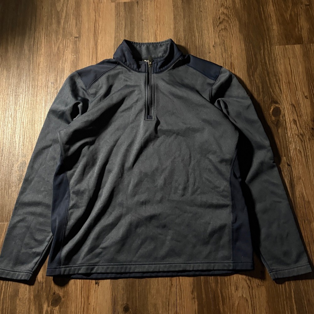 Oakley Mens 1/4 Zip Pullover Fleece Long Sleeve Athletic Shirt L Navy Blue