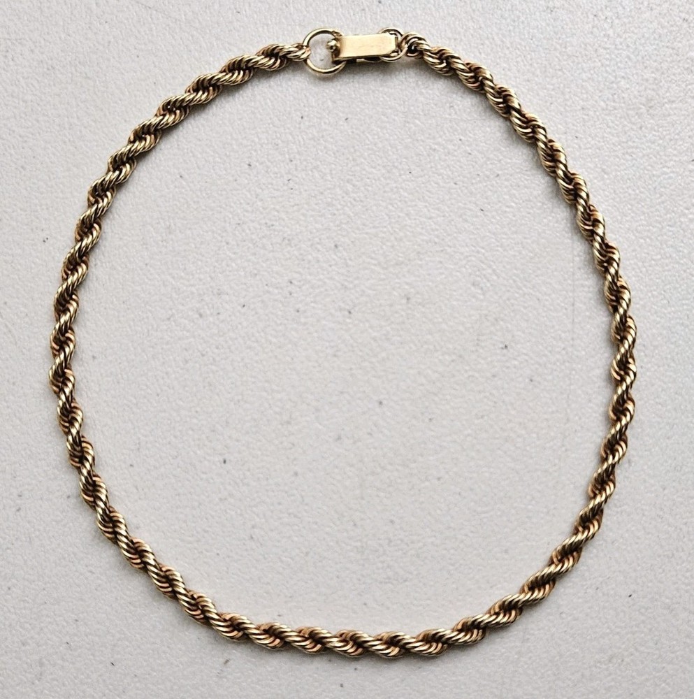Vintage 18K Gold 3mm Rope Bracelet / Anklet 9