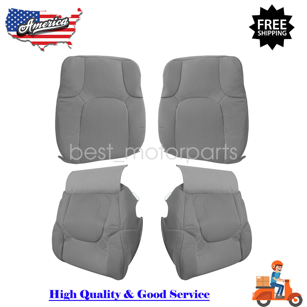 For 05-19 Nissan Frontier SV Driver Passenger Bottom Top Cloth Seat Cover Gray