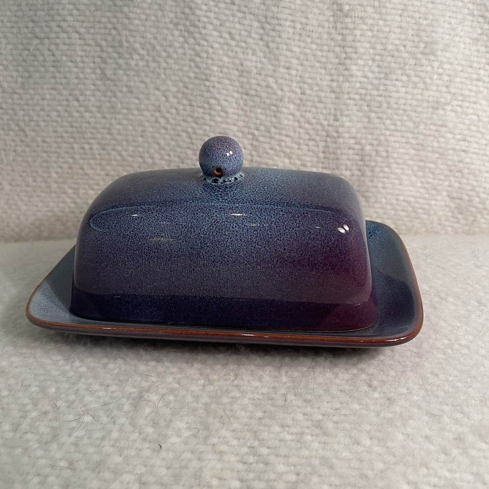 Nature Elements Stoneware Butterdish & Lid Blue Purple Color