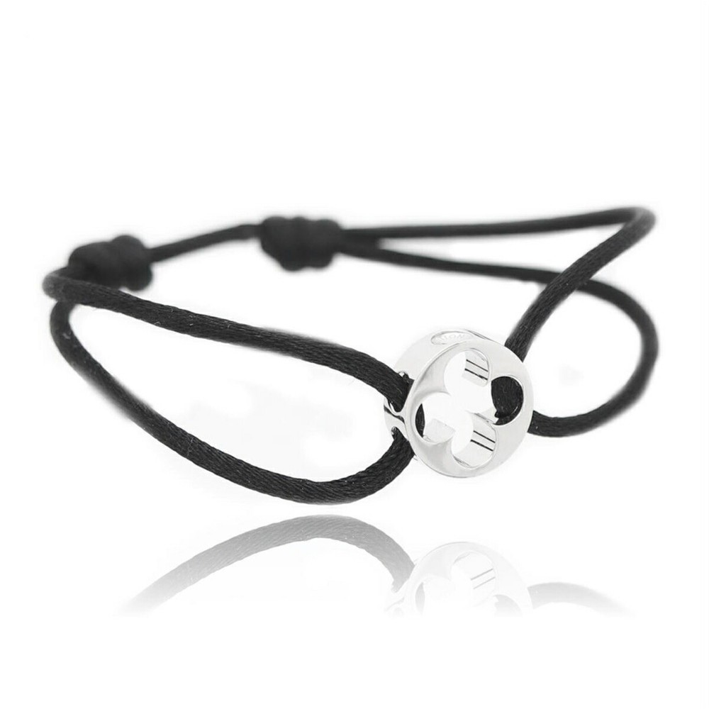 Louis Vuitton Q95649 White Gold Bracelet Lien Empreinte Black Cotton