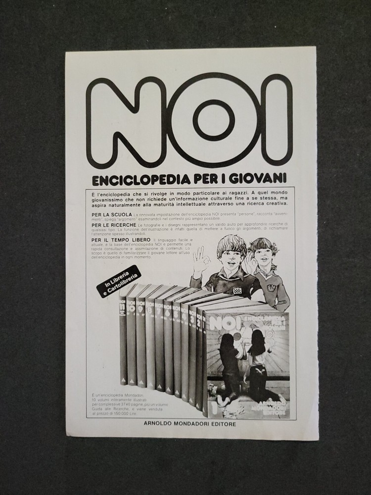 WE YOUNG Vintage Mondadori Encyclopedia Advertising Clipping Page 885  