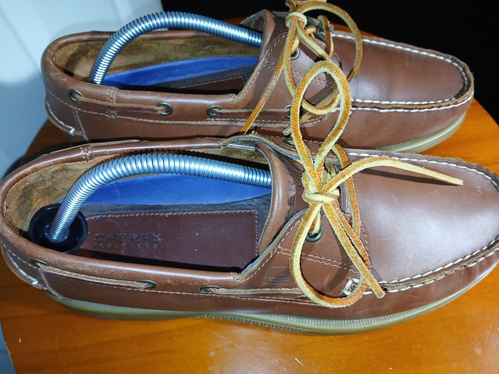 Men's Sperry Brown Boat Shoes with Gum Rubber Soles Size 10.5 M