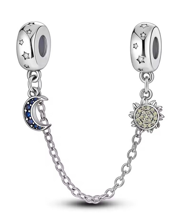 Sun Moon S925 Sterling Silver Charm Bead for Bracelet Jewelry