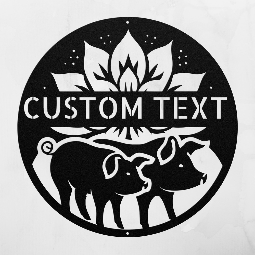 Custom Pigs Metal Wall Art Sign Personalized Home Farm Decor Signs Family Gifts