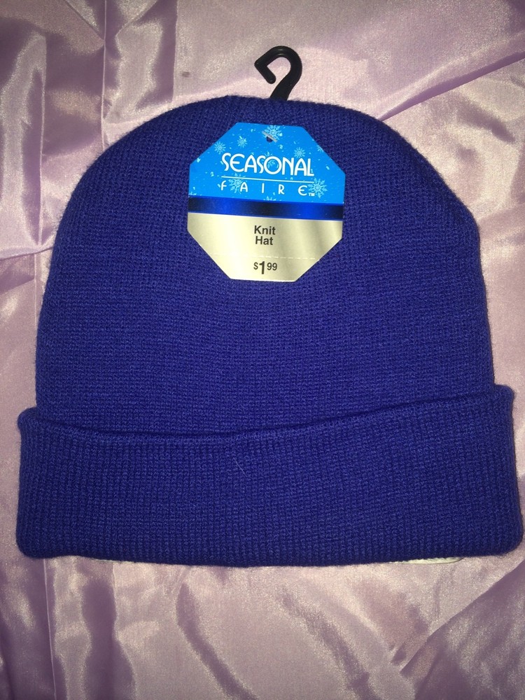 Seasonal Faire Blue Knit Beanie New With Tags NWT Style C-image