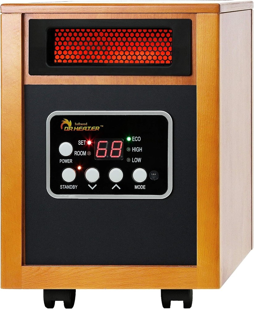 Energy Efficient 1500-Watt Infrared Heater with Remote Control - Safe & Stylish
