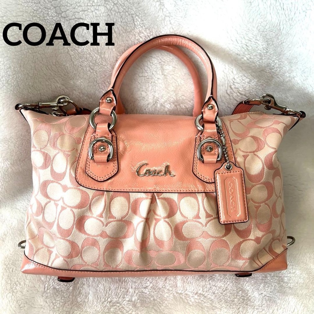 COACH 2way Shoulder Bag Pink Signature