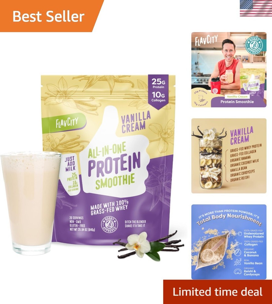 Delicious Vanilla Protein Smoothie - Grass-Fed Whey & Collagen for Joint Support