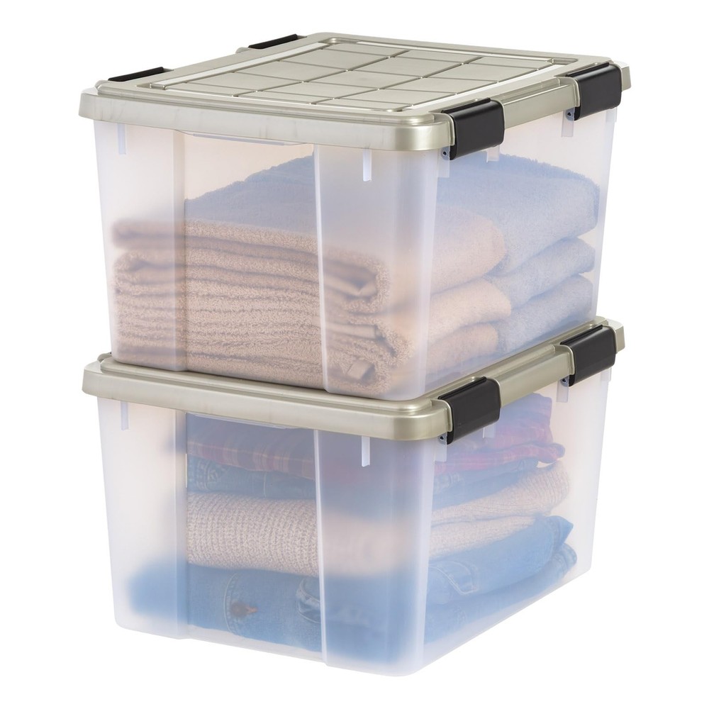 IRIS USA 44 Qt Storage Bins with Gasket Seal Lid, 2 Pack - BPA-Free, Heavy Du...