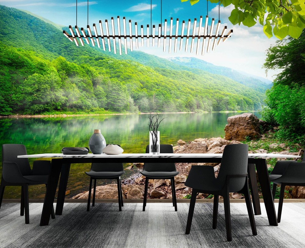 3D Forest Lake ZHUA52333 Wallpaper Wall Murals Removable Self-adhesive Ann